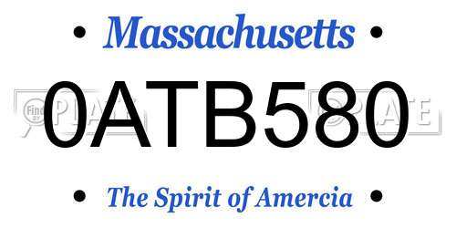 0ATB580 Massachusetts License Plate