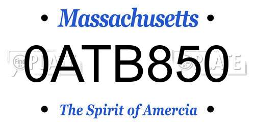 0ATB850 Massachusetts License Plate