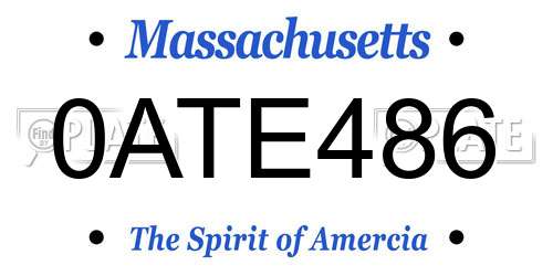 0ATE486 Massachusetts License Plate