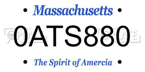 0ATS880 Massachusetts License Plate