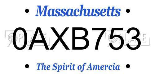 0AXB753 Massachusetts License Plate