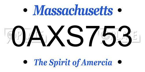 0AXS753 Massachusetts License Plate