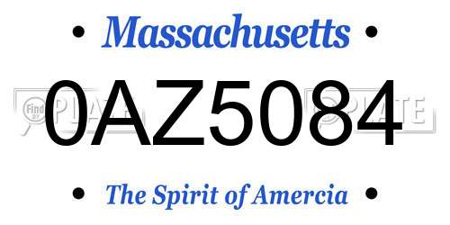 0AZ5084 Massachusetts License Plate