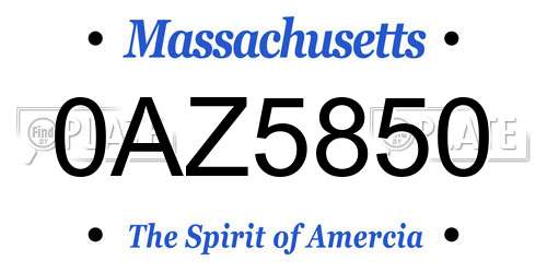 0AZ5850 Massachusetts License Plate