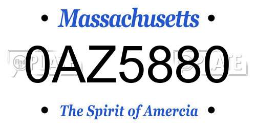 0AZ5880 Massachusetts License Plate