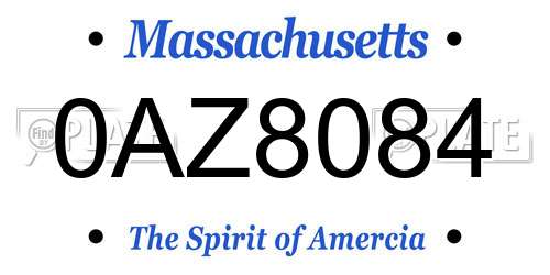 0AZ8084 Massachusetts License Plate