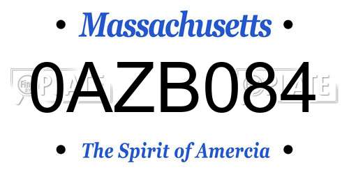 0AZB084 Massachusetts License Plate