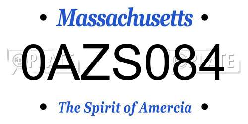 0AZS084 Massachusetts License Plate