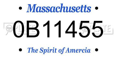 0B11455 Massachusetts License Plate