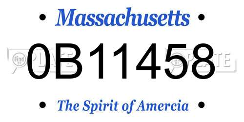 0B11458 Massachusetts License Plate