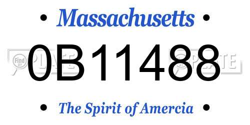 0B11488 Massachusetts License Plate