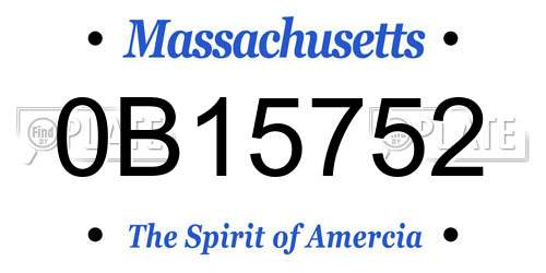 0B15752 Massachusetts License Plate