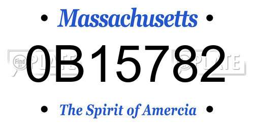 0B15782 Massachusetts License Plate