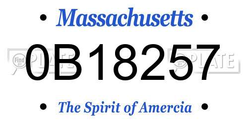 0B18257 Massachusetts License Plate