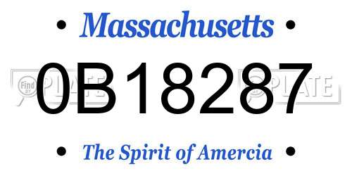 0B18287 Massachusetts License Plate