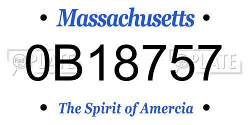 0B18757 Massachusetts License Plate