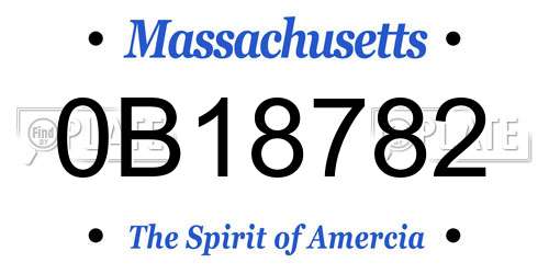 0B18782 Massachusetts License Plate