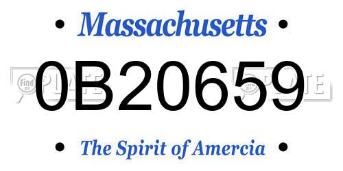 0B20659 Massachusetts License Plate
