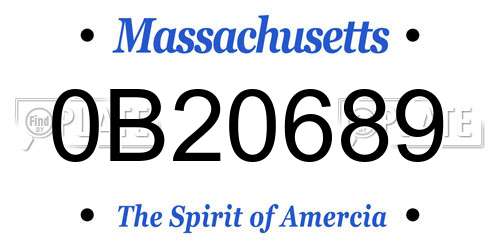 0B20689 Massachusetts License Plate