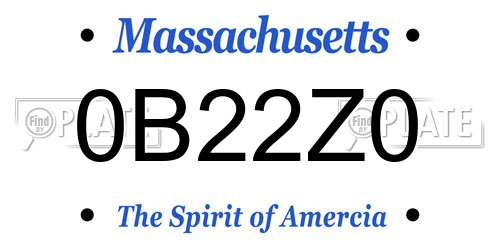 0B22Z0 Massachusetts License Plate
