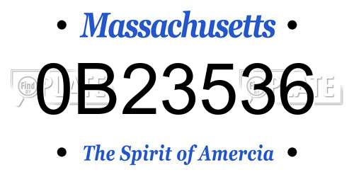 0B23536 Massachusetts License Plate