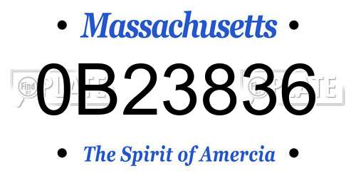 0B23836 Massachusetts License Plate