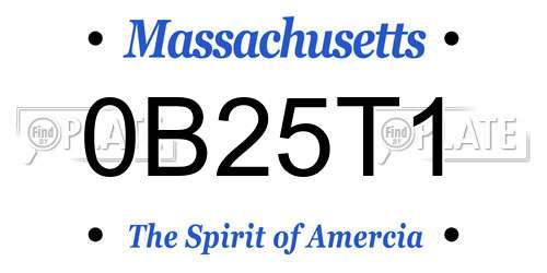 0B25T1 Massachusetts License Plate