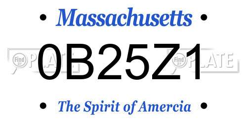 0B25Z1 Massachusetts License Plate