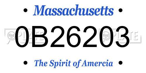 0B26203 Massachusetts License Plate