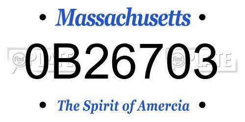 0B26703 Massachusetts License Plate