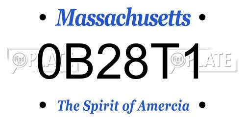 0B28T1 Massachusetts License Plate