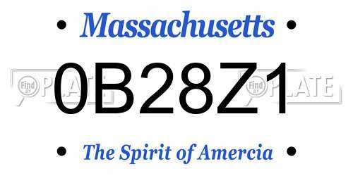 0B28Z1 Massachusetts License Plate