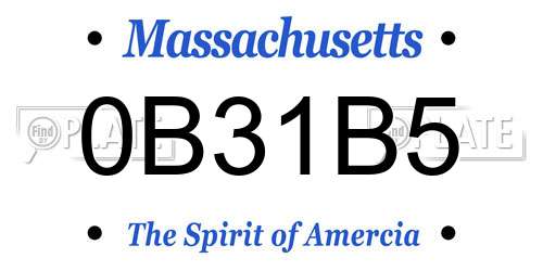 0B31B5 Massachusetts License Plate