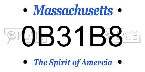 0B31B8 Massachusetts License Plate