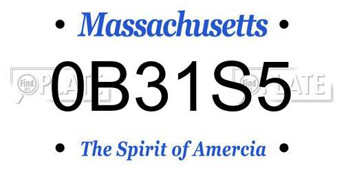 0B31S5 Massachusetts License Plate