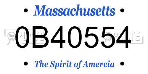 0B40554 Massachusetts License Plate