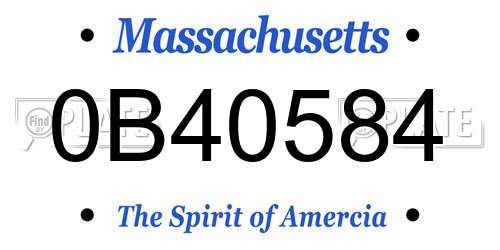 0B40584 Massachusetts License Plate