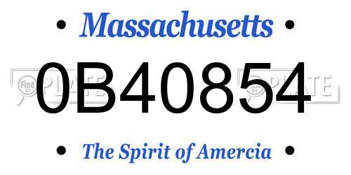 0B40854 Massachusetts License Plate