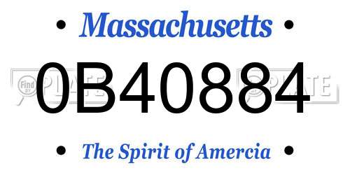 0B40884 Massachusetts License Plate