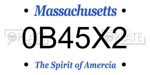 0B45X2 Massachusetts License Plate