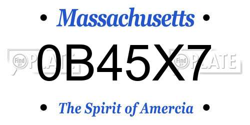 0B45X7 Massachusetts License Plate