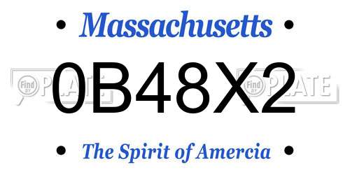 0B48X2 Massachusetts License Plate
