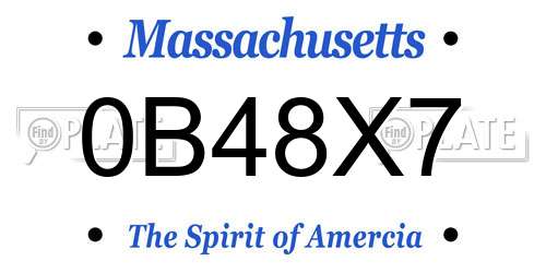 0B48X7 Massachusetts License Plate