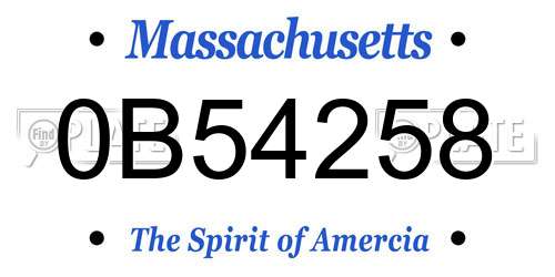 0B54258 Massachusetts License Plate