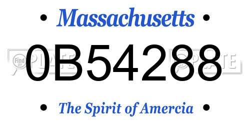 0B54288 Massachusetts License Plate