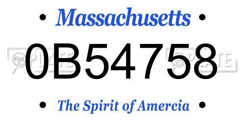 0B54758 Massachusetts License Plate