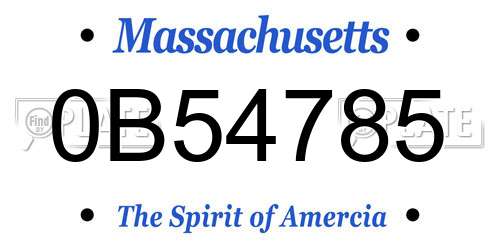 0B54785 Massachusetts License Plate