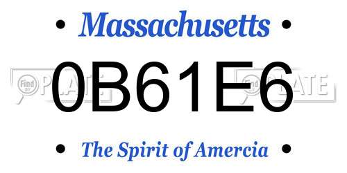 0B61E6 Massachusetts License Plate