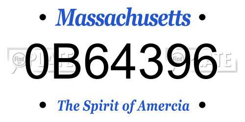 0B64396 Massachusetts License Plate