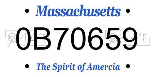 0B70659 Massachusetts License Plate